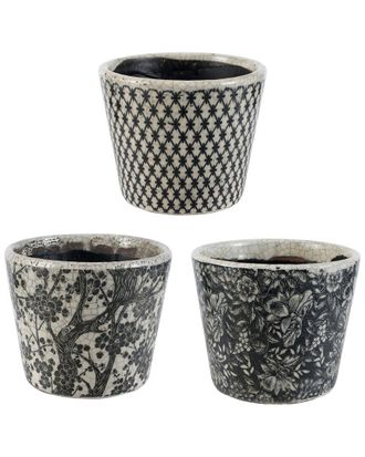 A&B Home Set Of 3 Floral Naturespire Planters