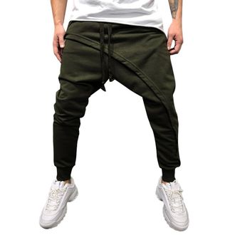 Generic Mens Drop Crotch Joggers Mens Regular Fit Solid Drawstring Waist Sweatpants Tapered Leg Running Trousers Low Crotch Sweat Pants Hip Hop Harem Pants Ca