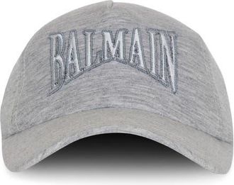 Balmain Embroidered jersey cap in Grey at Nordstrom