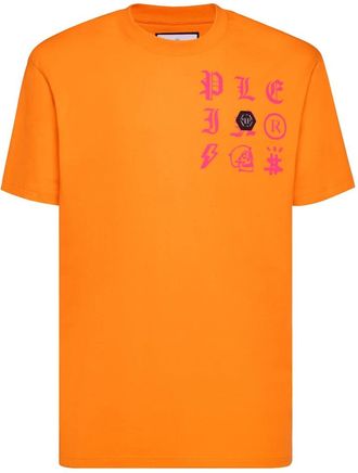 Philipp Plein T-Shirt Round Neck Gothic - Heren - T-shirts - Oranje - S - Katoen - Tops