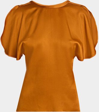 Victoria Beckham Draped Split-Sleeve Satin Blouse