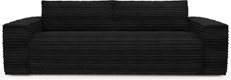 Sia Home Sof&aacute; cama express terciopelo de pana XXL negro 160 cm