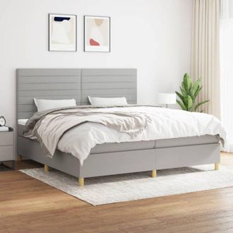 vidaXL Vidaxl - Cama Box Spring Con Colch&oacute;n Tela Gris Claro 200x200 Cm