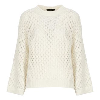 Fabiana Filippi Round-neck Knitwear, female, Beige, Size: XS Wool Blend Sweater