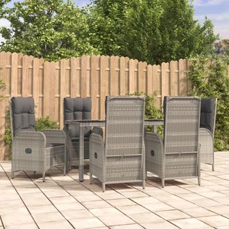 vidaXL Set Comedor Jard&iacute;n 7 Pzas Y Cojines Rat&aacute;n Sint&eacute;tico Gris Vidaxl