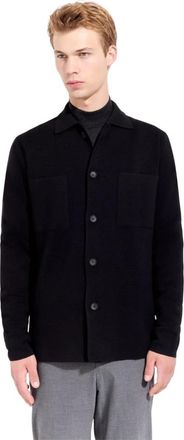 FILIPPO DE LAURENTIIS Overshirt Punto Milano - Heren - Vesten - Zwart - 3XL - Wol - Truien & Vesten