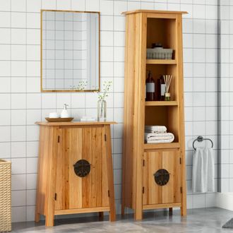 vidaXL Vidaxl - Conjunto De Muebles De Ba&ntilde;o 2 Piezas Madera Maciza De Pino