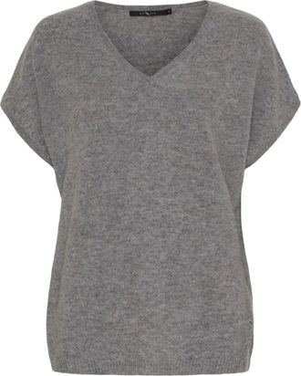 BTF-CPH Btfcph - V-hals gebreid T-shirt - Dames - Truien - Grijs - Maat: 2XL Wol