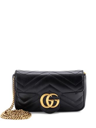 Gucci GG Marmont Flap Bag Matelasse Leather Super Mini crossbody bag - women - Calf Leather - One Size - Black