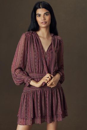 Paige Nantes Long-Sleeve Silk Mini Dress