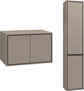 Petits Meubles Set mueble bajo lavabo 80 cm y columna estratificado Topo