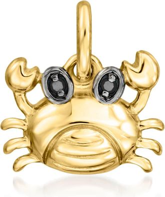 RS Pure by Ross-Simons 14kt Yellow Gold Crab Charm With Black Diamonds