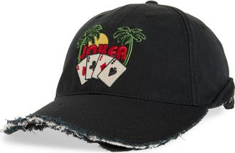 Martine Rose Roll Back Distressed Embroidered Adjustable Baseball Cap in Black at Nordstrom