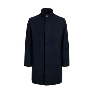 Jack & Jones Jack & Jones, Parkas, male, Blue, Size: XS Lana Wool Coat High Neck Blue
