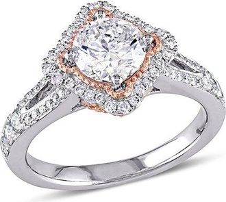 Rina Limor 14K Two-Tone 1.50 Ct. Tw. Diamond Split Shank Halo Ring