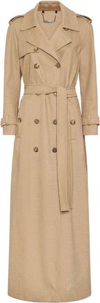 Philipp Plein Lange Trenchcoat Monogram - Dames - Trenchcoats - Beige - S - Katoen - Jassen