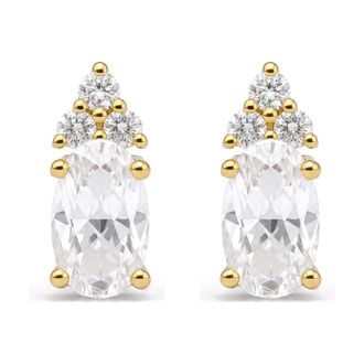 House of Brilliance 10K Yellow Gold Birthstone and Diamond Trio Stud Earrings
