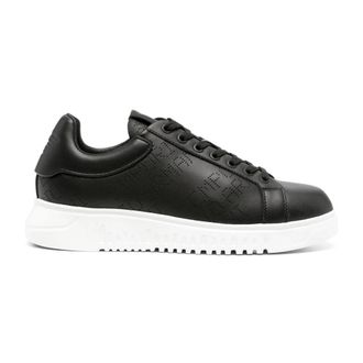 Emporio Armani Gesloten Sneakers - Heren - Sneakers - Zwart - 44 EU - Leer - Schoenen
