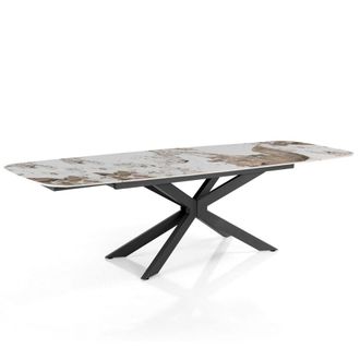 Oresteluchetta Mesa extensible cer&aacute;mica m&aacute;rmol &oacute;nice acero negro 75x160-240 cm