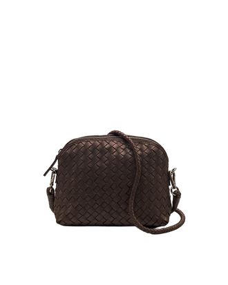 Dragon Diffusion Chunky Fellini Dark Brown Woven Calfskin Leather Clutch