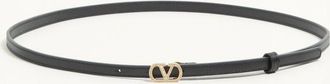 Valentino Garavani Cintura VLogo Signature in Vitello lucido con cristalli 10 mm Donna NERO 085
