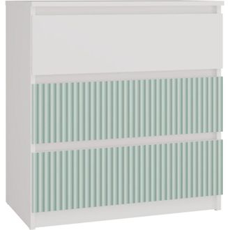 Topeshop Aster T3 - C&oacute;moda Para Ni&ntilde;os - 70x40x77 - 3 Cajones - Mueble De Almacenaje Moderno - Blanco Y Verde