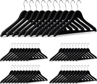 Relaxdays 200 Perchas Ropa Para Pantalones Trajes Camisas, Madera, Negro, 23,5 X 45 X 1 Cm