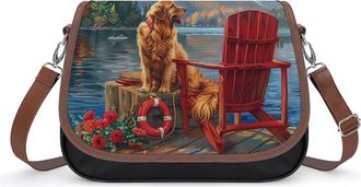 Generic Golden Retriever Dog Lake Crossbody Bags for Women Shoulder Messenger Bag Purse Handbags