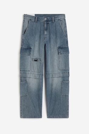 H&M Baggy Cargo Jeans - Denimblau