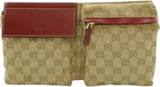 Gucci Pre-owned GG Canvas Waist Bag - Dames - Vintage Heuptassen - Beige - ONE Size - Leer - Vintage