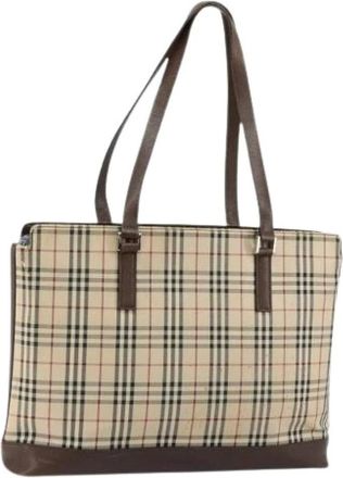 Burberry Pre-owned Tote Bags, female, Beige, Size: ONE SIZE Pre-owned Vintage Canvas Tote Bag