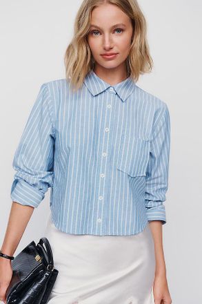 Maeve Merritt Cotton Stretch Cropped Buttondown Shirt