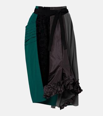 Prada Paneled belted midi skirt
