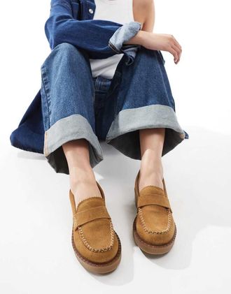 OFF THE HOOK Romford - Scarpe casual stile mocassino in pelle color cuoio-Marrone