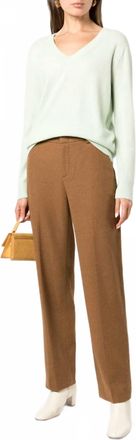 Vince Flannel Straight Leg Wool Blend Pants In Walnut Brown