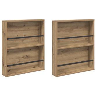vidaXL Estante De Revistas 2 Pcs Roble Artesanal 60 X 12 X 70 Cm Vidaxl