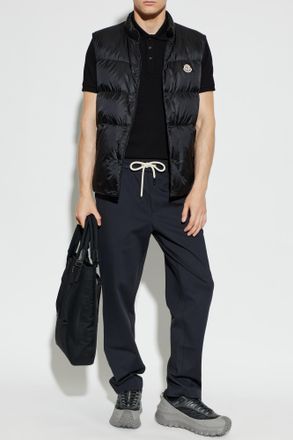 Moncler Polo With Logo Patch, Mens, Black