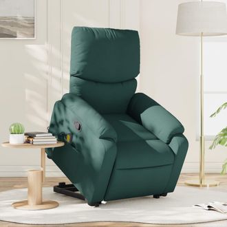 vidaXL Silla De Masaje Reclinable De Pie De Tela Verde Oscura Vidaxl
