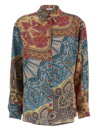 Mantero 1902 paisley floral-print shirt - women - Silk - 42 - Blue