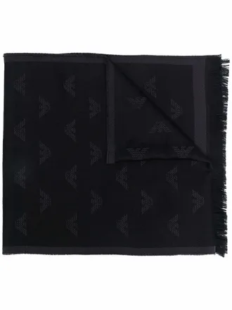 Emporio Armani Allover Logo Wool Scarf-Uomo
