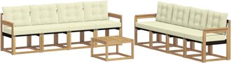 vidaXL Conjunto De Sof&aacute;s De Exterior 9 Uds. Blanco Y Crema Vidaxl