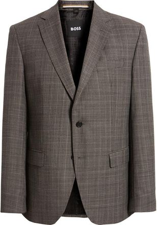 BOSS Hutson Slim Fit Brown Textured Wool Mélange Sport Coat in Dark Brown at Nordstrom, Size 34