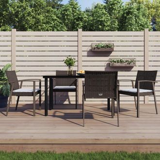 vidaXL Vidaxl - Juego Comedor Jard&iacute;n 5 Piezas Y Cojines Rat&aacute;n Sint&eacute;tico Y Acero
