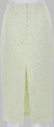 Self Portrait Textured Boucl&eacute; Midi Skirt - Green