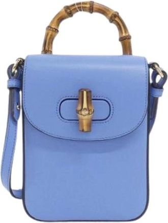 Gucci Pre-owned Mini Bags, female, Blue, Size: ONE SIZE Pre-owned Leather Shoulder Bag