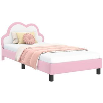 vidaXL Childrens Bed Frame with Headboard Pink 90 x 200 cm PU vidaXL