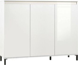 Dmora Credenza Miriana, Madia 4 Ripiani, 6 Vani Made in Italy, 40x138x110h cm Bianco Lucido