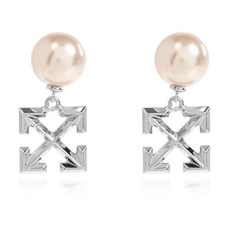 Off-white Glazen Pareloorbellen - Dames - Oorbellen - Grijs - ONE Size - Accessoires