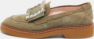 Roger Vivier Green Suede Viv Rangers Loafers