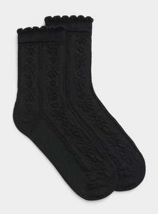 Simons Womens Embossed bow ankle socks